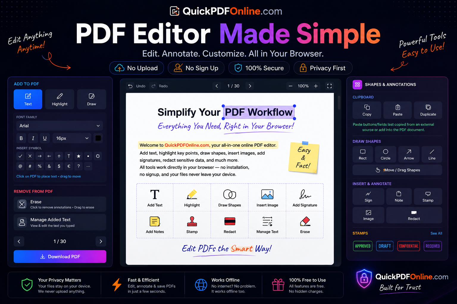 QuickPDFOnline PDF Editor - Edit PDFs Online in Your Browser